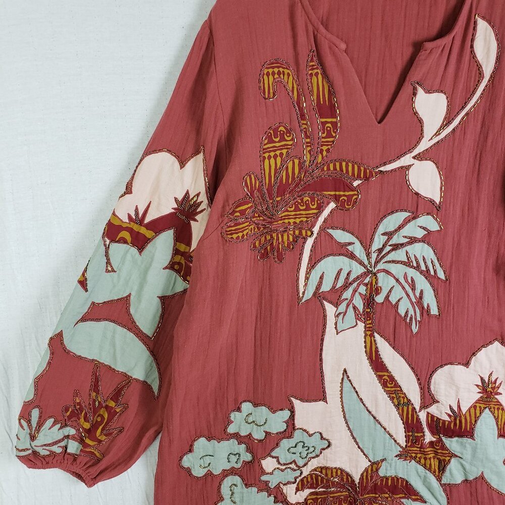 Soft Surroundings Terracotta Floral Long Sleeve Dress - Picture 6 of 16